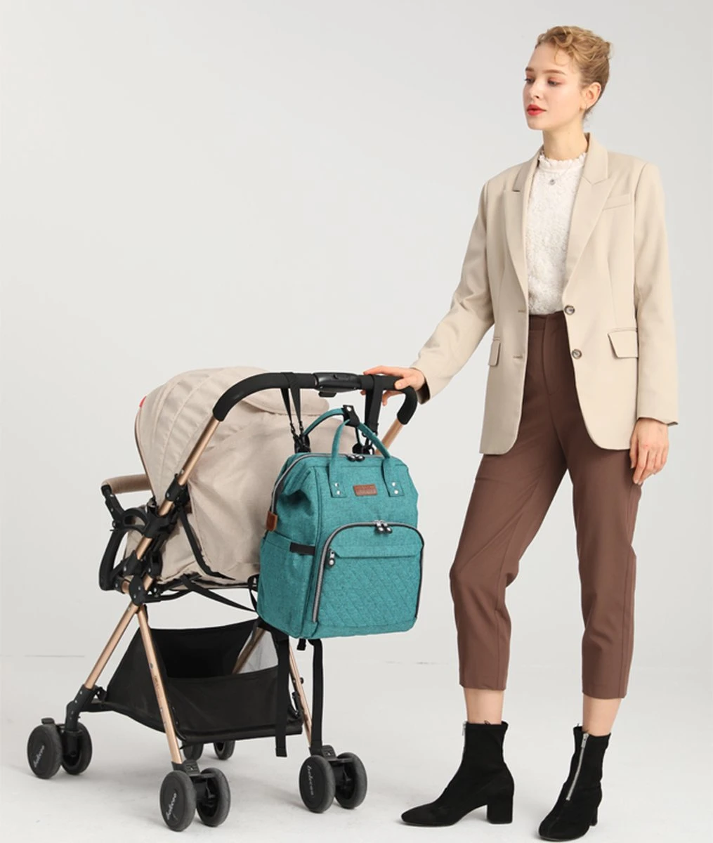 Miss Lulu Luiertas Rugzak - Inclusief Buggy En Kinderwagen Haken - Groen (E6705 GN) - Afbeelding 9