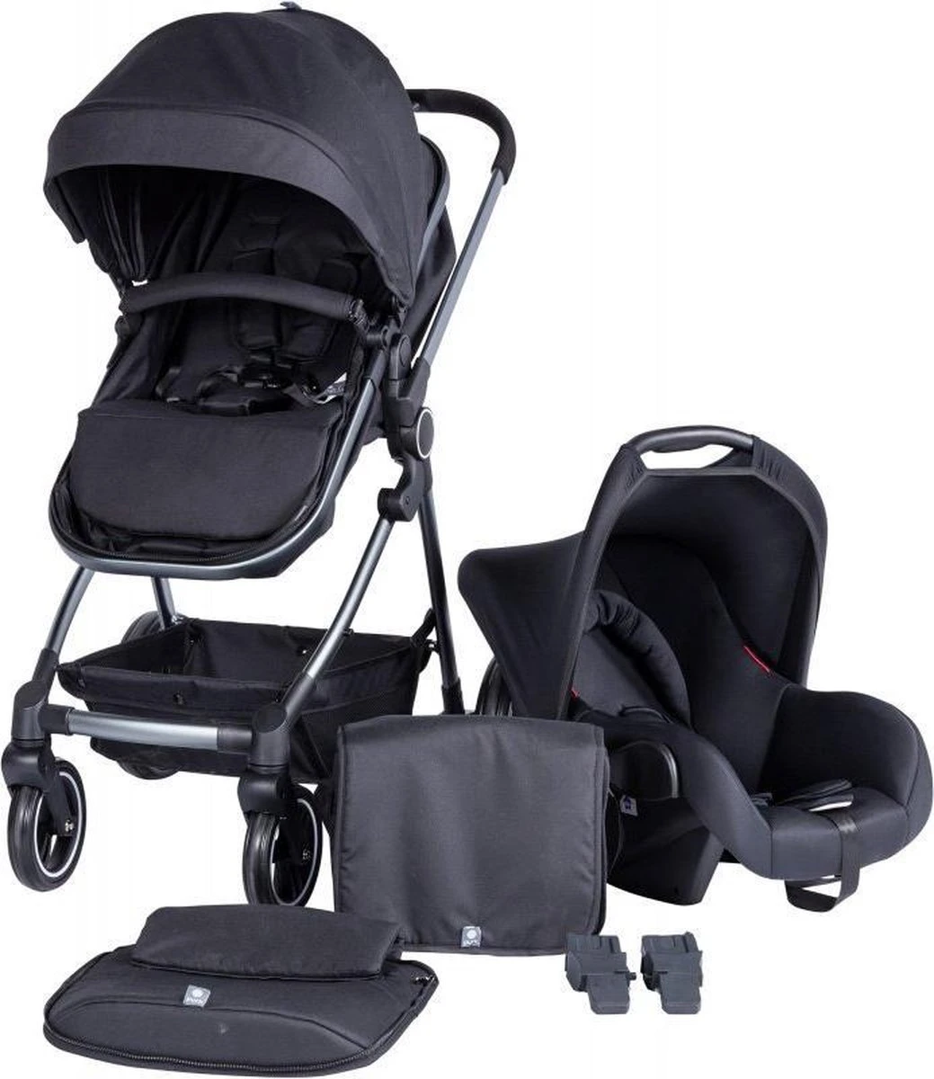Puck Stroller 3 In 1 Max Zwart Met Frame Antra Incl Autostoel/Adapter/Mamabag - Afbeelding 5