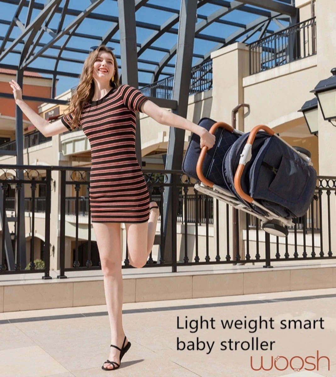 WOOSH New Buggy - Zwart - One Hand Folding - 3 Slaapstanden - Wandelwagen Tot 25 Kg - Regenhoes - Bekerhouder - Muggennet - Afbeelding 4