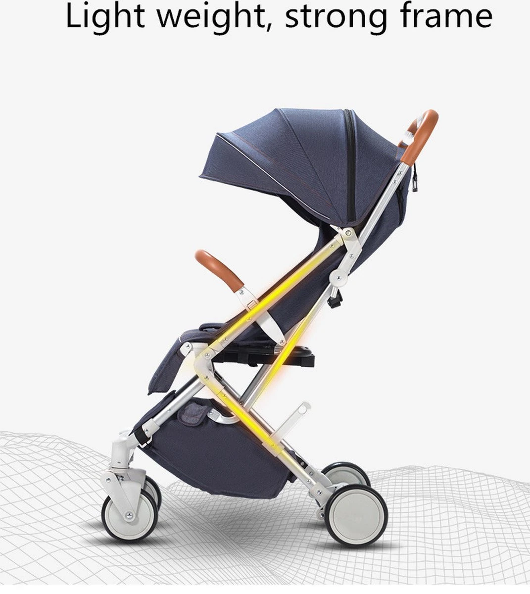 WOOSH New Buggy - Zwart - One Hand Folding - 3 Slaapstanden - Wandelwagen Tot 25 Kg - Regenhoes - Bekerhouder - Muggennet - Afbeelding 5