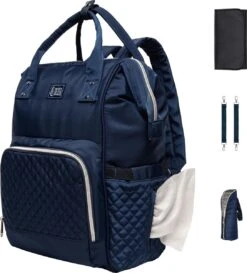 NanaBeebi Luiertas - Rugzak - Met Isoleervak - Blauw- Inclusief Flessenwarmhouder En Kinderwagenhaken