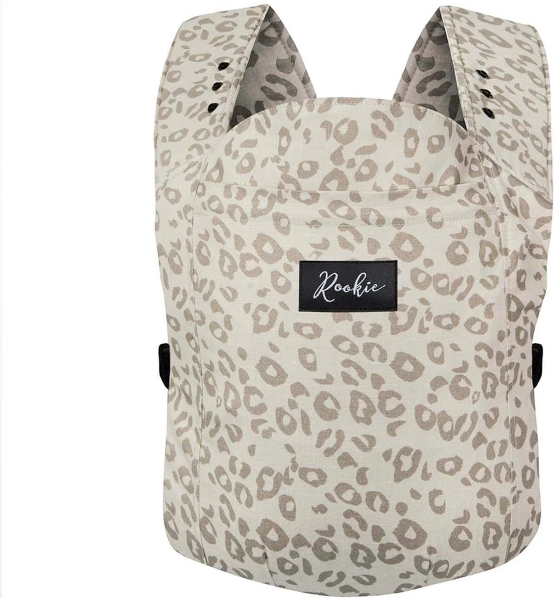 ROOKIE Baby Premium Draagzak- Design Buikdrager - Comfortabel En Ergonomisch - Pasgeboren Babydrager - Peuterdrager - Biologisch Katoen - Super Zacht - Unisex: Voor Mama En Papa (Leoprint Beige)