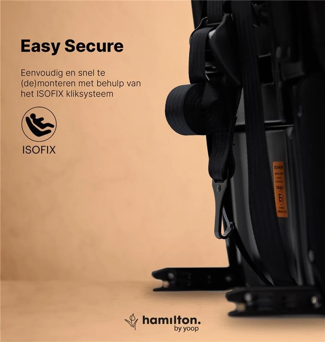 Hamilton By Yoop Cabrio Premium Opvouwbare Autostoel – Veilig, Comfortabel En Lichtgewicht Autozitje – Groep I, II, III Autostoeltje Voor 9 Maanden Tot 12 Jaar – Neon Oranje – ISOFIX Kliksysteem - 1e Opvouwbare Autostoel Ter Wereld - Afbeelding 6