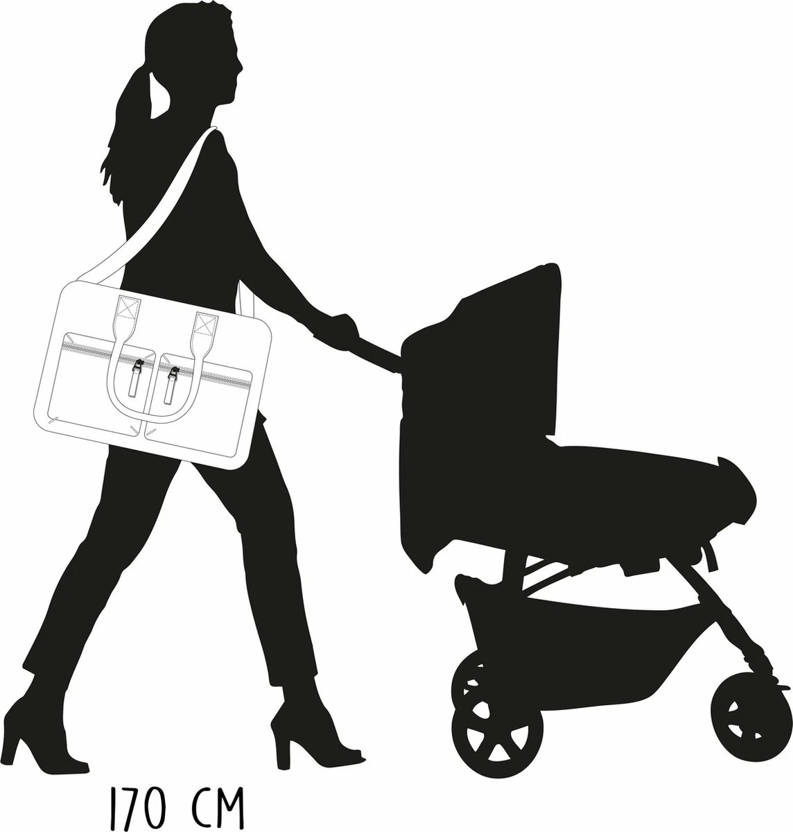 Kidzroom Black And White Luiertas - Zwart - Ophanglussen Kinderwagen - Verschoonmatje - Verstelbare Schouderband - Afbeelding 8