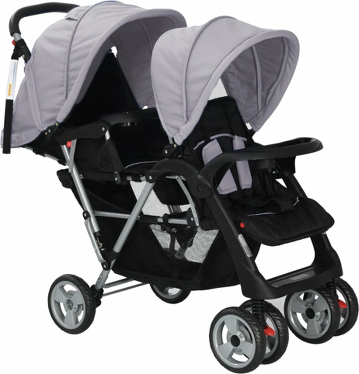 VidaXL Kinderwagen Dubbel Staal Grijs En Zwart - Afbeelding 10