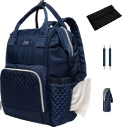 NanaBeebi Luiertas Rugzak Met Verschoonmatje - Blauw - Inclusief Flessenwarmhouder - Kinderwagenhaken En Isoleervak