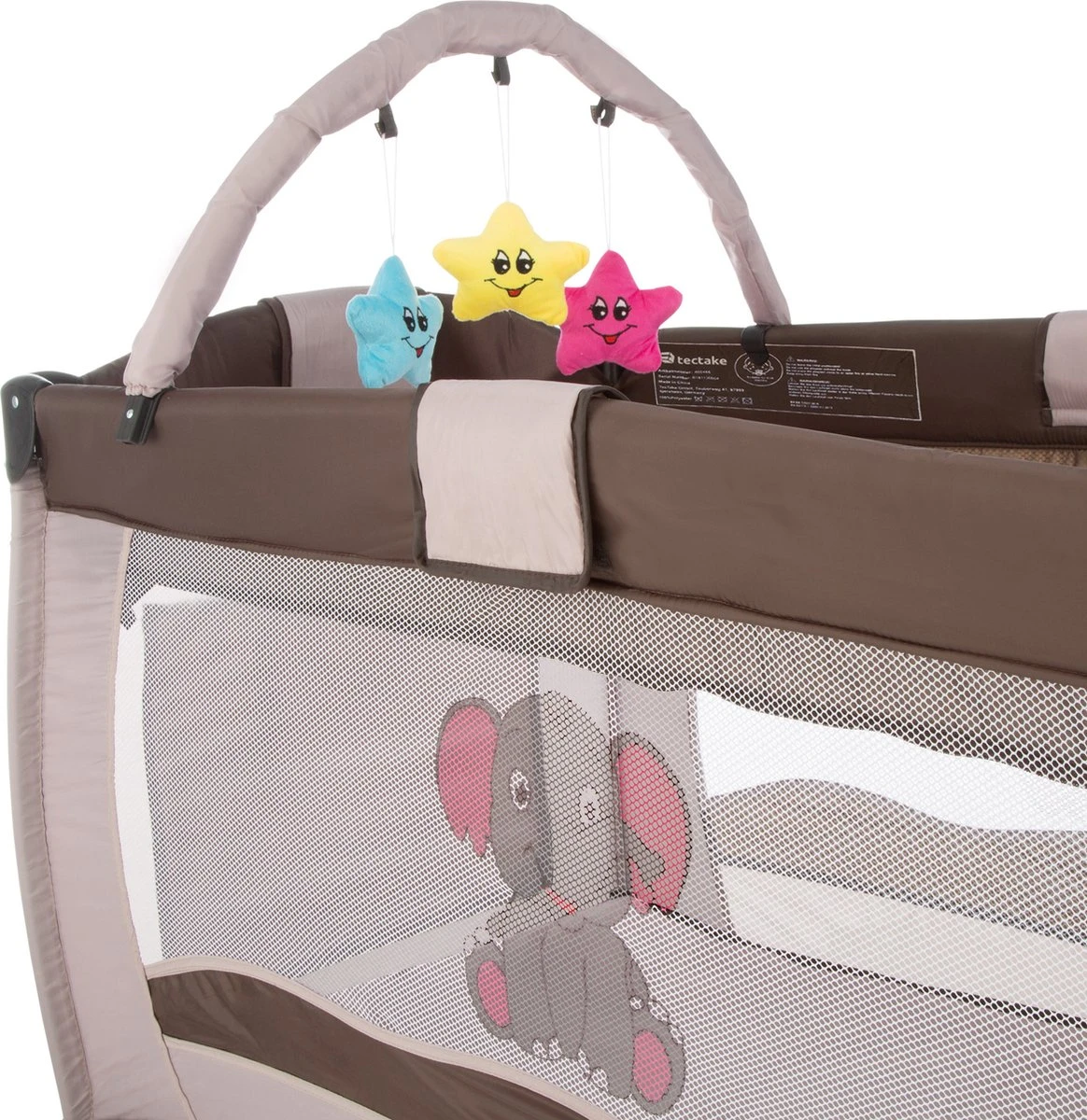 Tectake - Reisbedje Babybed Campingbed Dodo - 132x75x104cm Incl. Aankleedkussen En Draagtas - Bruin - 402203 - Afbeelding 8