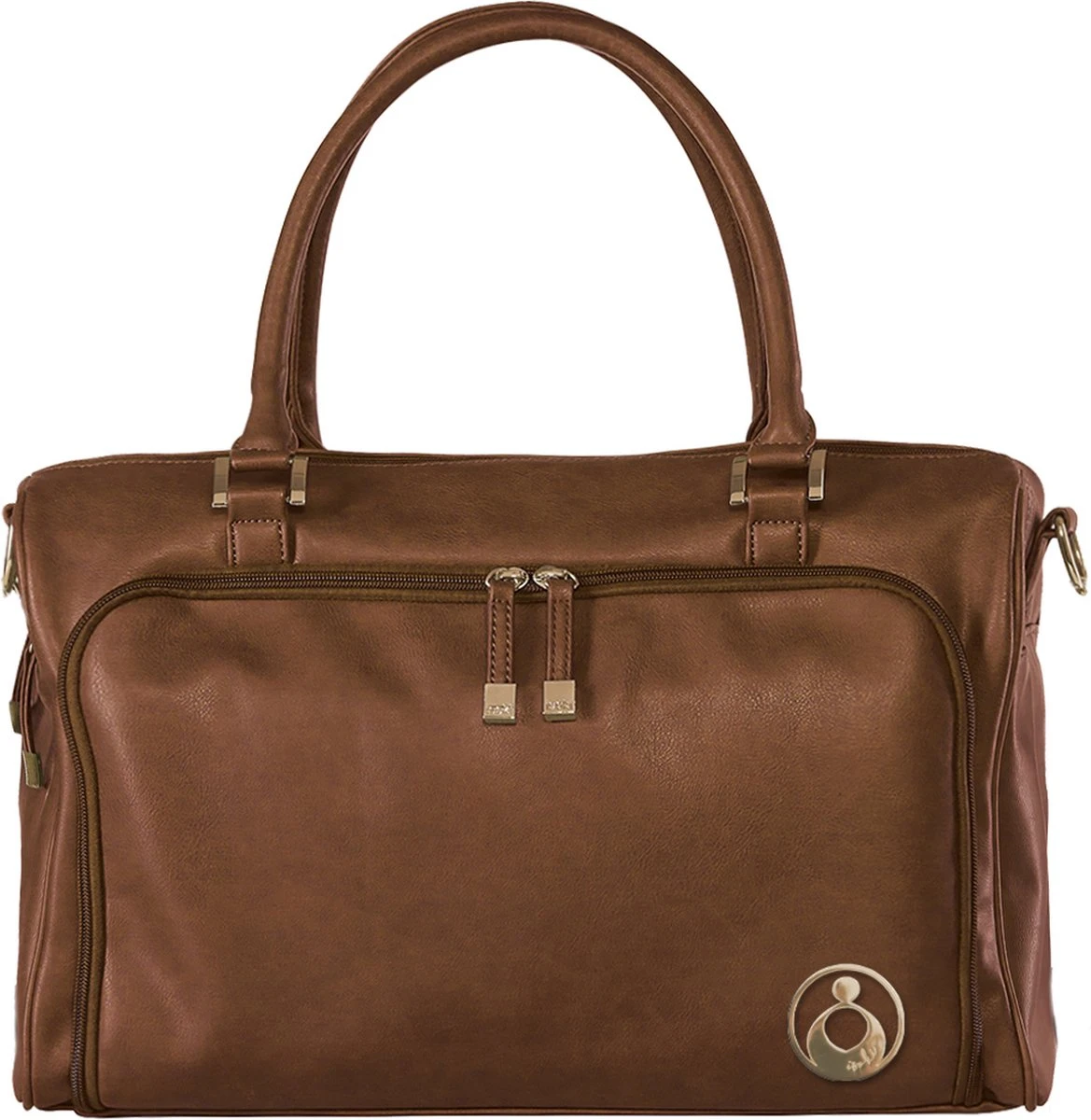 Grote Luiertas Double Zip Satchel Chestnut Redwood - Kunstleer - 42 Cm Breed