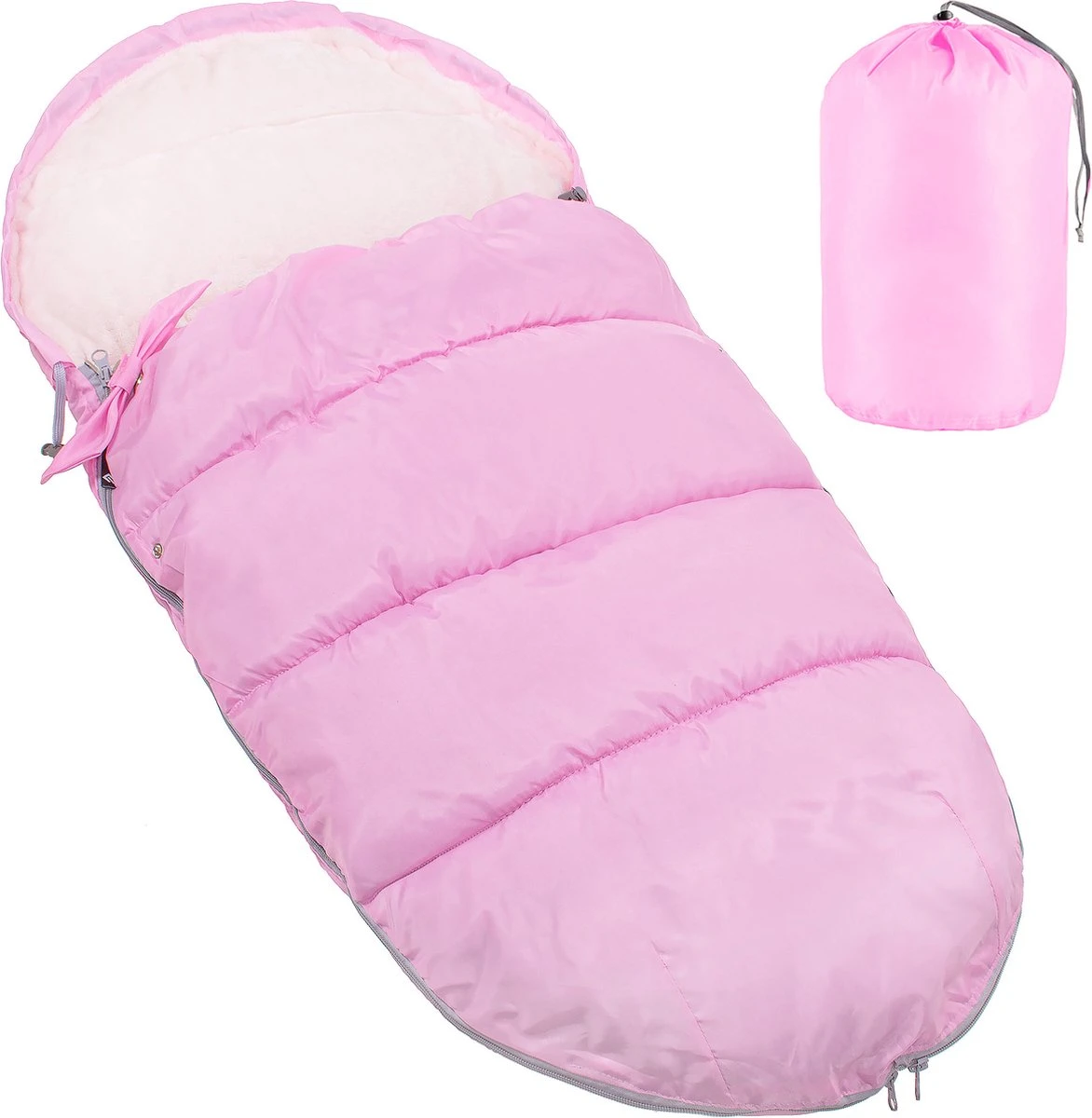 Springos Voetenzak | Voetenzak Buggy | Voetenzak Autostoel | Universeel | 90 Cm | Roze - Afbeelding 3