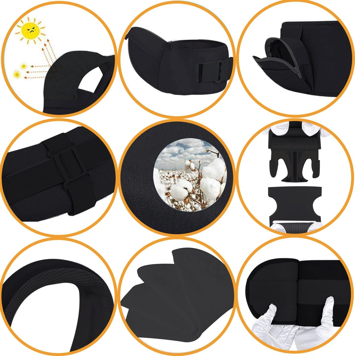 Deryan Pack Luxe Ergonomische Draagzak - Babydrager + Opbergvakjes - Zwart - Afbeelding 13