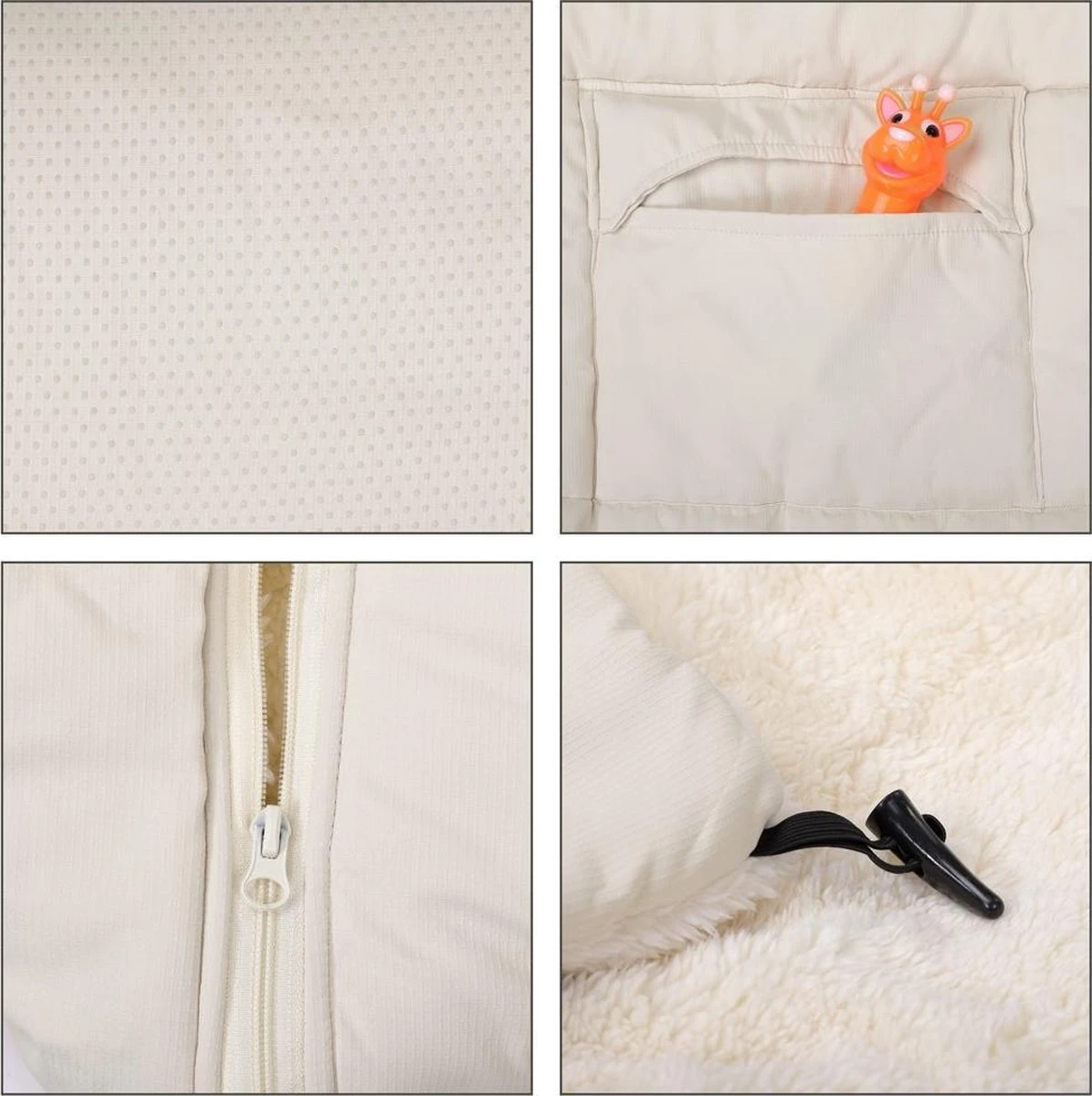 Monzana Kinderwagen Voetenzak Beige | Teddy | Maxi-Cosi | Met Opbergtas - Afbeelding 16