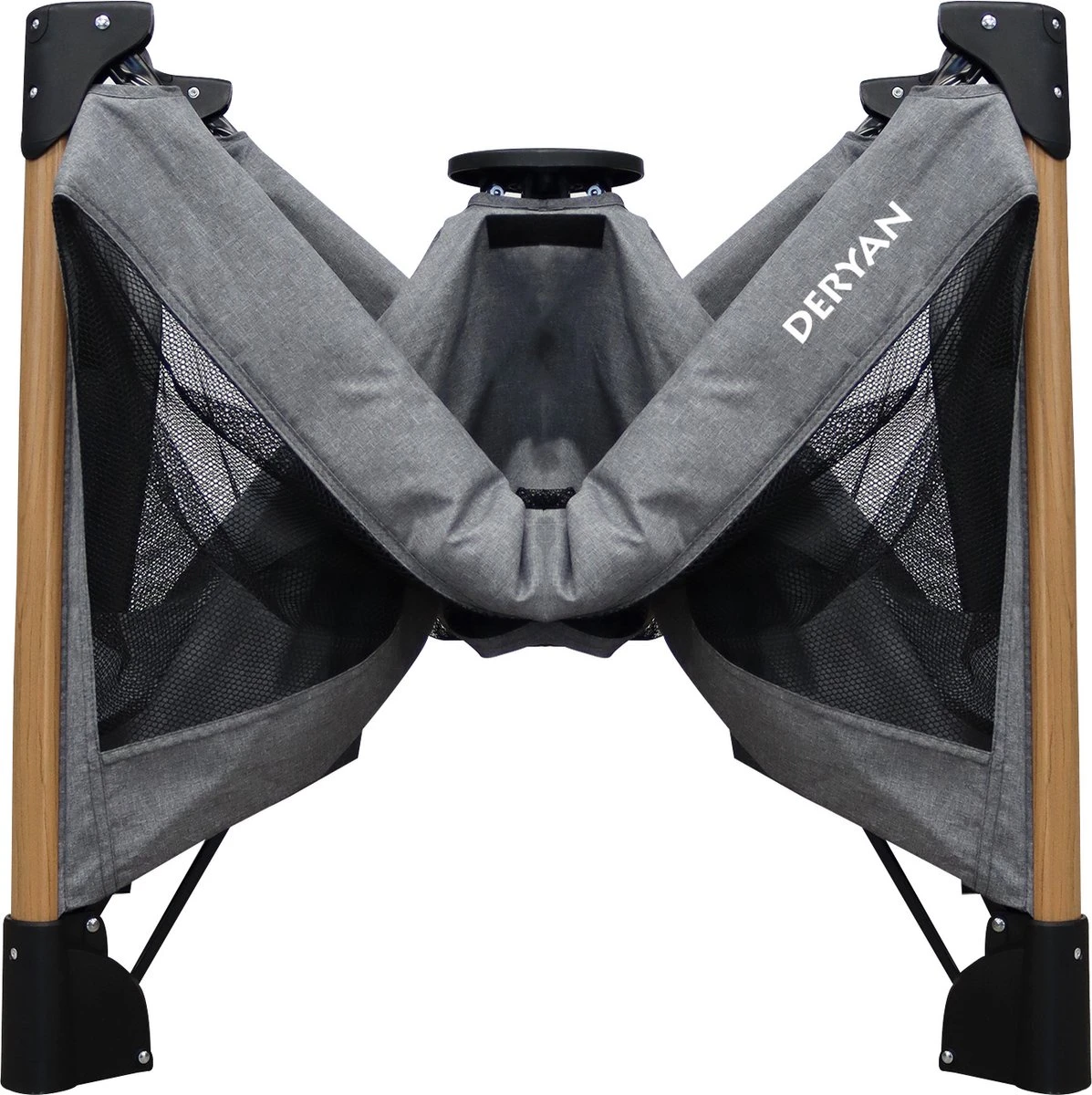 Deryan Luxe Campingbed Compleet - 120x60cm - Bodemverhoger - Verschoonblad - Opbergmand - Grijs - Afbeelding 6