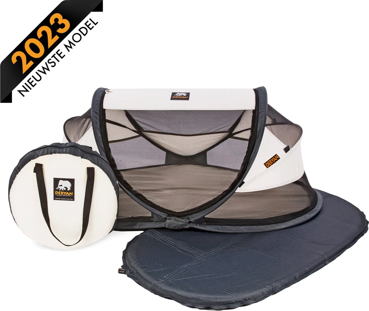 Deryan Baby Luxe Campingbedje – Inclusief Zelfopblaasbare Matras - Cream