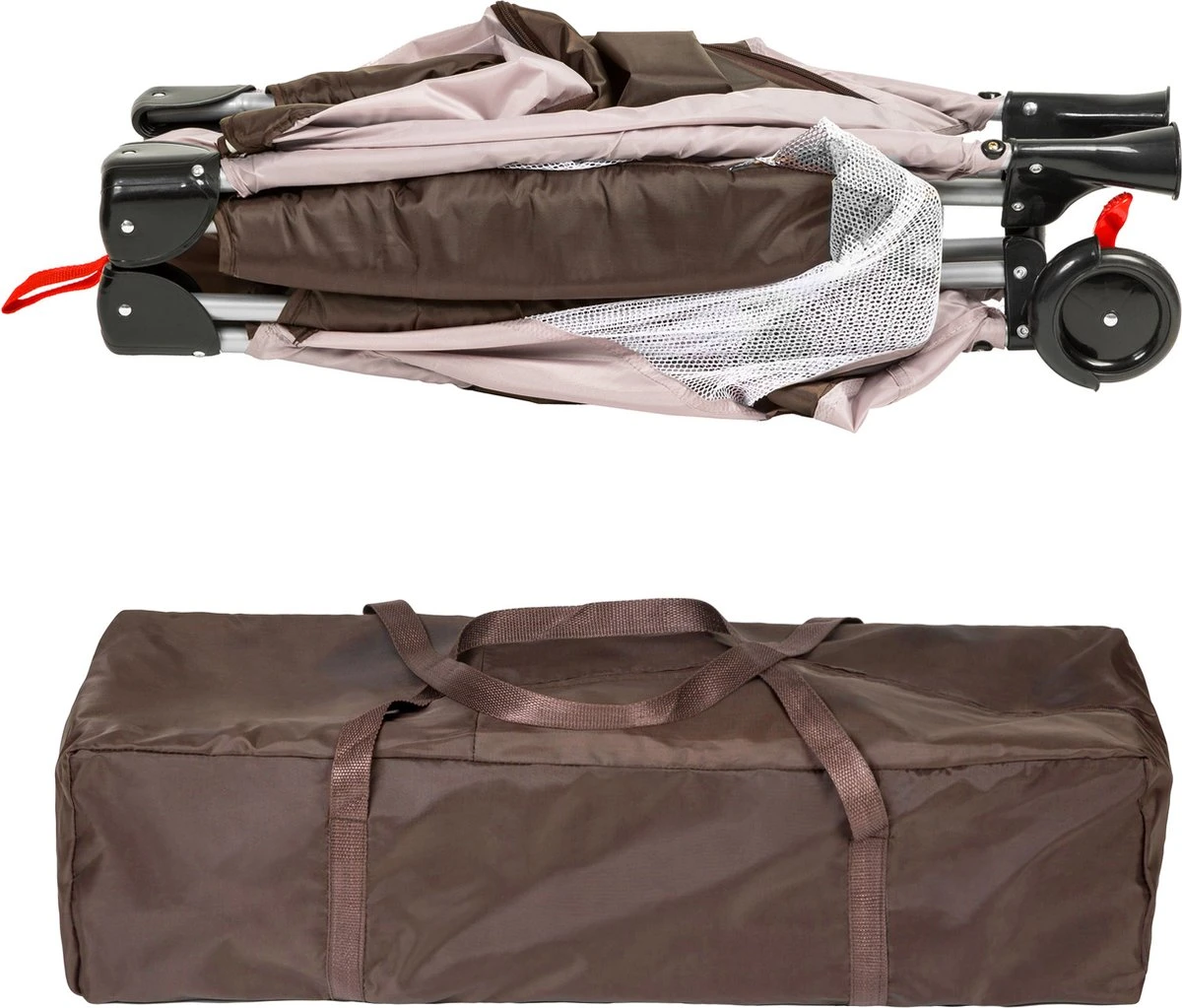 Tectake - Reisbedje Babybed Campingbed Dodo - 132x75x104cm Incl. Aankleedkussen En Draagtas - Bruin - 402203 - Afbeelding 5