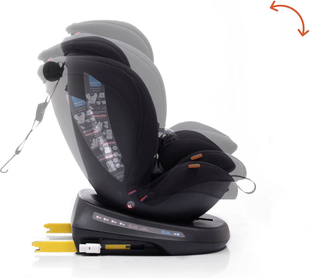 Autostoel Babyauto Rodia 360° Met Isofix - Groep 0+/1/2/3 Zwart (0-36kg) - Afbeelding 13