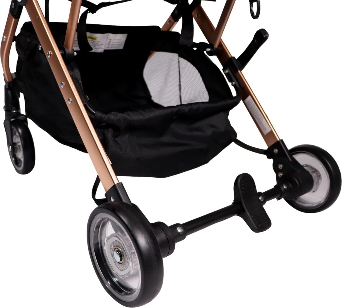 Ding Vivo Wandelwagen - Zwart/Rose - Inklapbare Buggy - Inclusief Boodschappenmandje En Zonnekap - Afbeelding 5