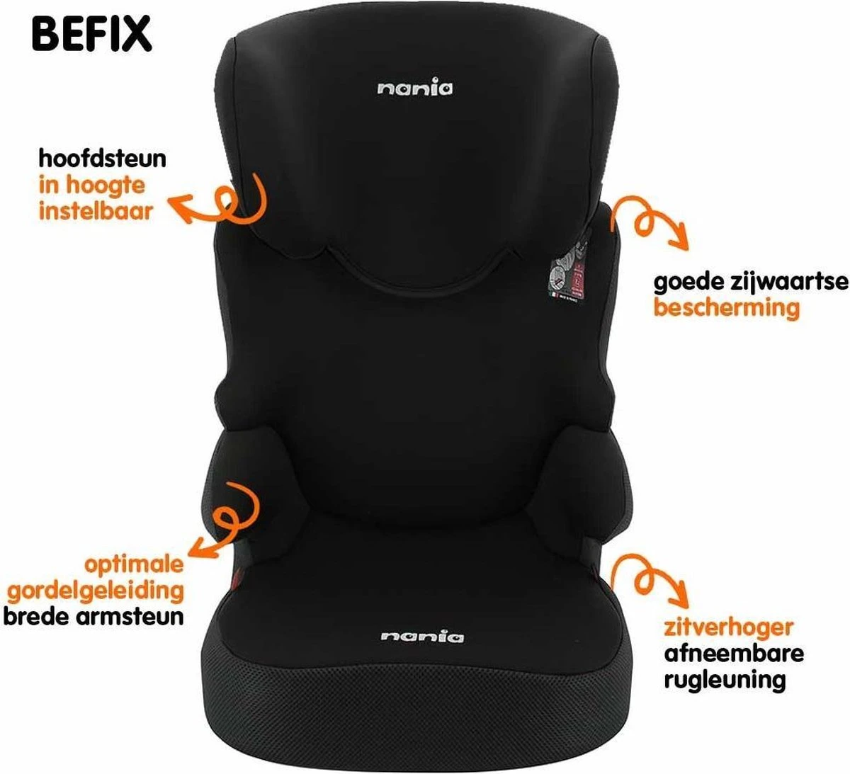 Nania - Autostoel Befix - Eco Zwart (15 Tot 36 Kg) - Zwart - Afbeelding 5