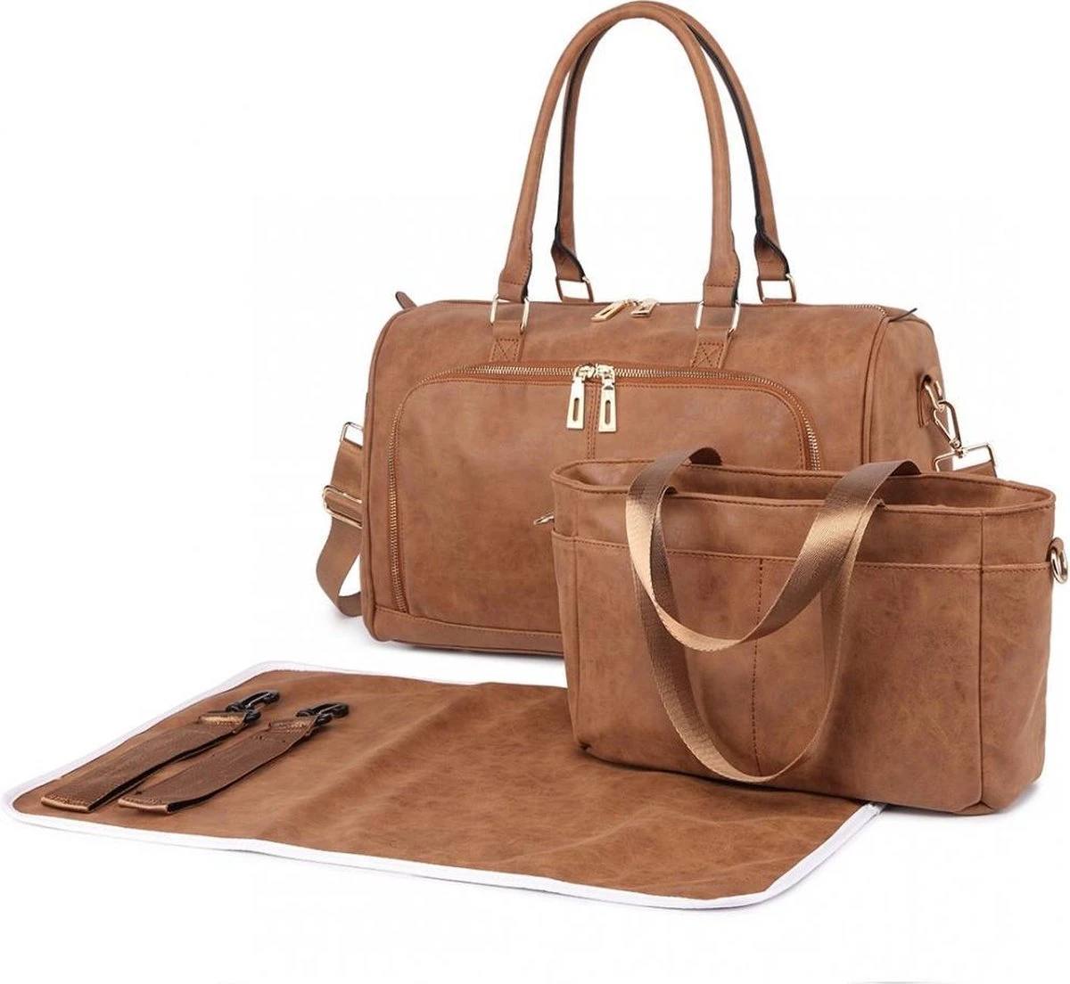 Miss Lulu Luier- En Verzorgingstas – Luiertas Set – Afneembare Draagtas - Duurzaam En Stijlvol – Bruin - Premium Kwaliteit- Grote Capaciteit - Unisex/Jongens/Meisjes (LT6638 BN)