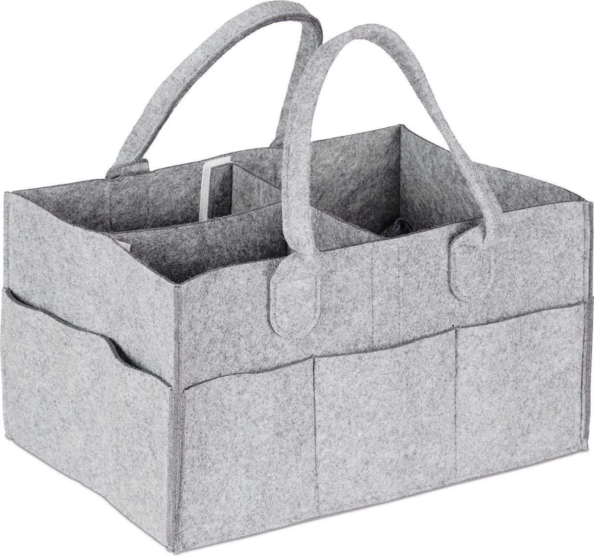 Relaxdays Luiertas Baby - Verzorgingstas Vilt - Organizer Luiers - Uitneembare Schotjes - Lichtgrijs - Afbeelding 11