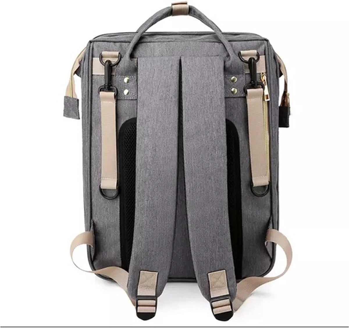 Luier- En Verzorgingstas - Luiertassen - Baby Rug Tas Met Isoleervak - Incl Flessen Verwarmer - Luiertas - Unisex/Jongens/Meisjes - Grijs - Luier Tas - Verzorgingstas Baby - Uitschuifbaar Verschoon/ Slaap Bedje - Incl Matrasje Baby - USB Poort - Afbeelding 6