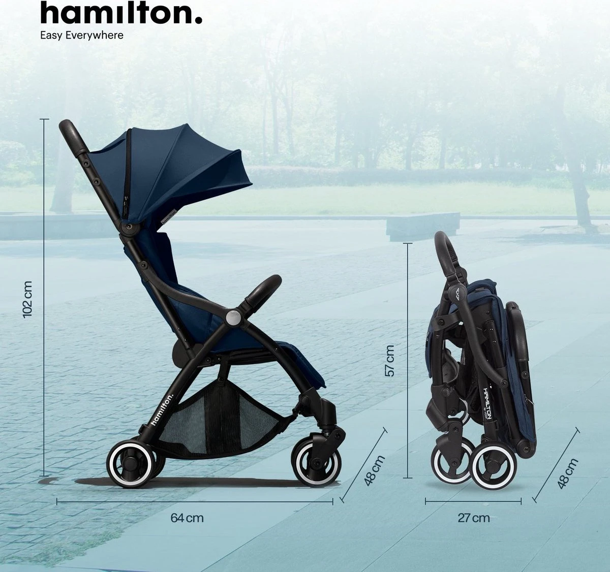 Hamilton By Yoop One Prime X1 Buggy - Premium Stroller Met One Hand Folding Technologie - Blauw - Lichte, Verstelbare En Wendbare Kinderwagen Met Vele Gemakken - Afbeelding 4