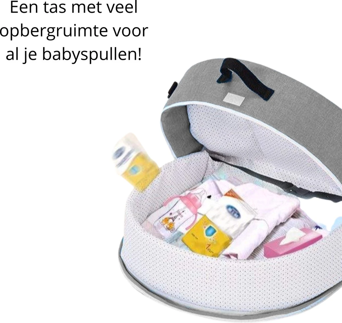 Campingbedje - Camping Bed - Compact Camping Bedje - Baby Nestje - Inclusief Klamboe - Baby Tentje - Grijs - Luxe Campingbedje - Afbeelding 6