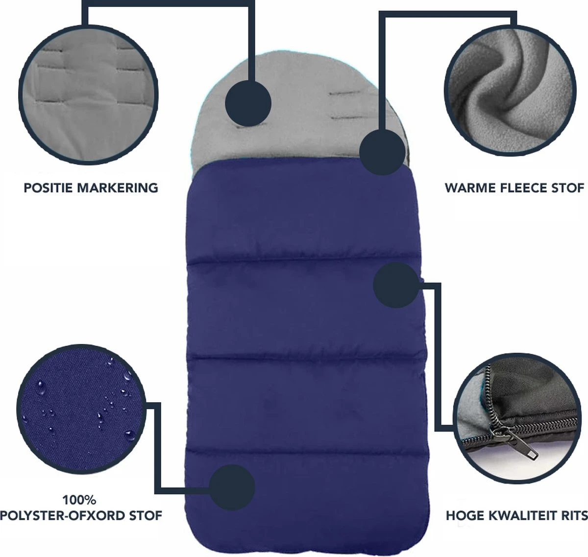 Achaté Voetenzak - Voor Kinderwagen Of Stoeltje – Baby Slaapzak - Autostoel - Donkerblauw - Afbeelding 4