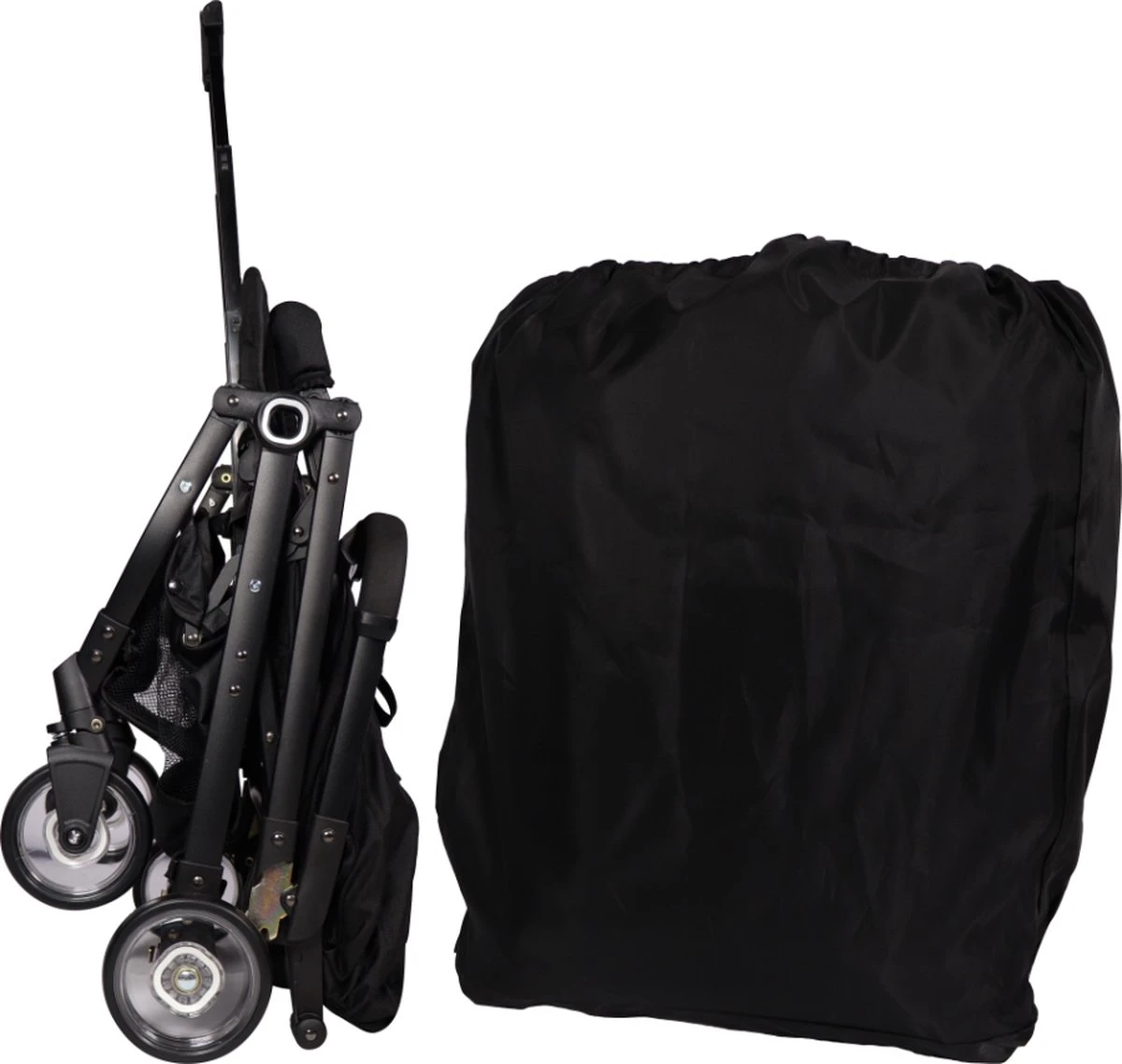 Ding Vivo Wandelwagen - Zwart - Inklapbare Buggy - Inclusief Boodschappenmandje En Zonnekap - Afbeelding 2