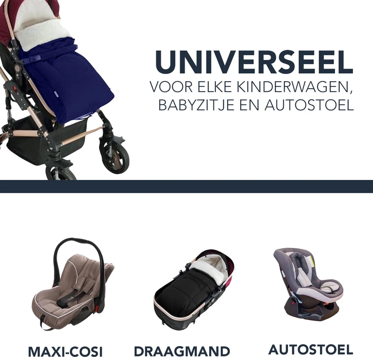 Achaté Voetenzak - Voor Kinderwagen Of Stoeltje – Baby Slaapzak - Autostoel - Donkerblauw - Afbeelding 10