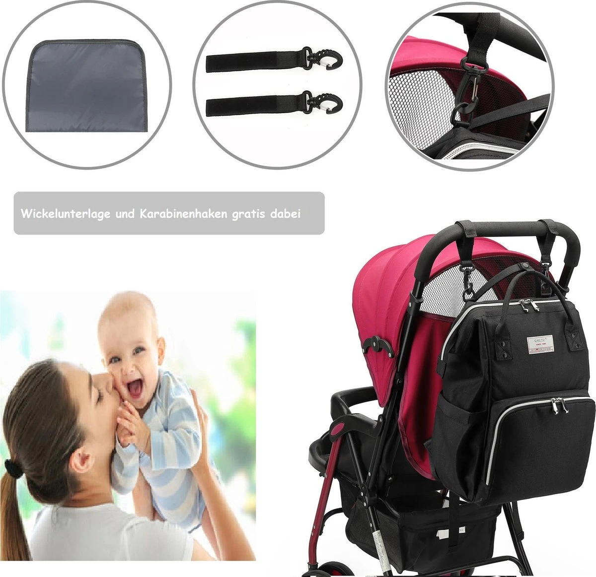 Massi Miliano Luiertas Unisex Zwart (M-22003-6) - Afbeelding 4