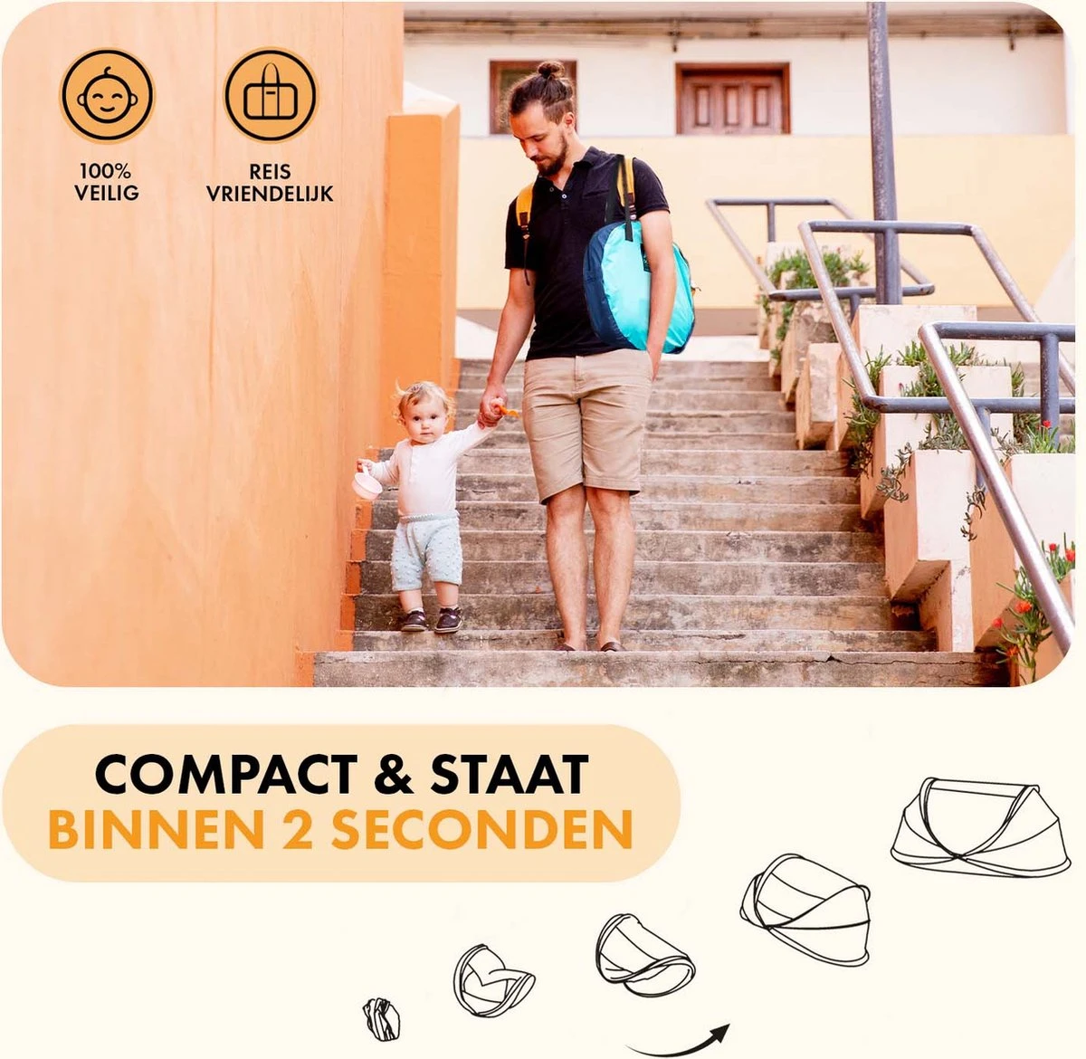 Deryan Peuter Luxe Campingbedje – Inclusief Zelfopblaasbare Matras - Ocean - Afbeelding 3