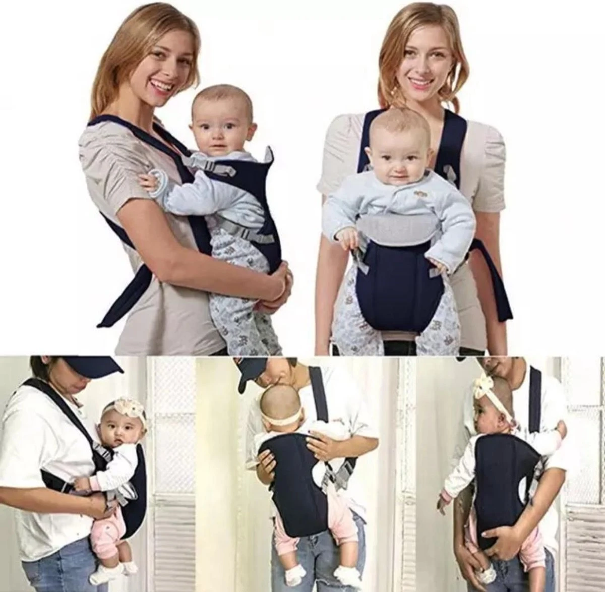 Baby Draagzak Blauw - Baby Carrier – Baby Drager Max. 15 Kg - 2 Tot 18 Maanden - Ergonomisch - Baby Draagdoek - Heupdrager - Steundrager Baby - Afbeelding 3