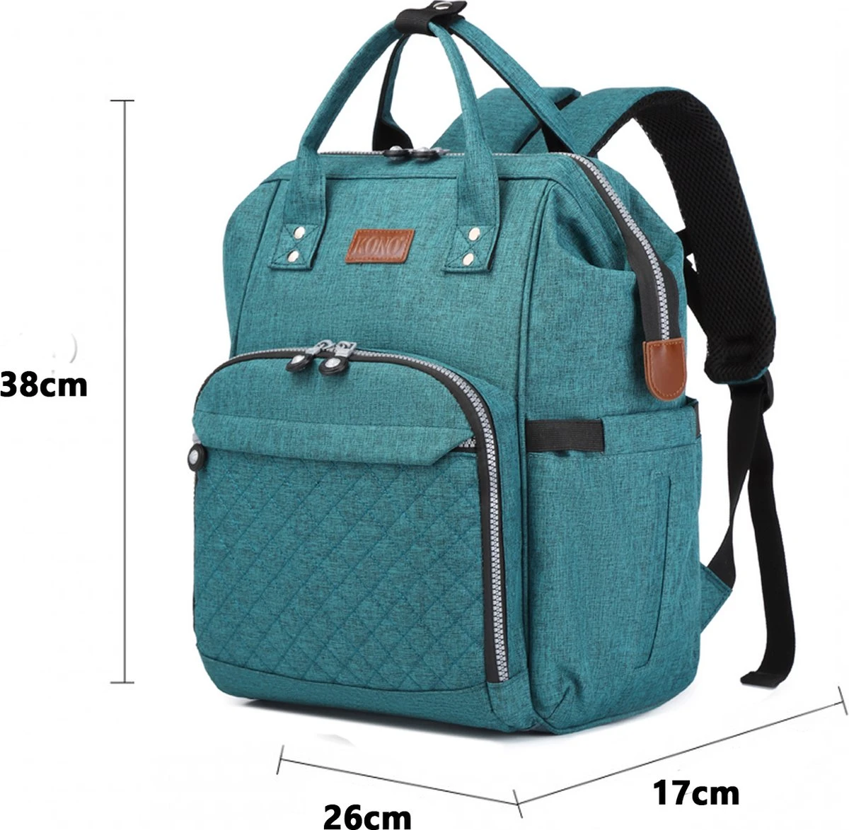 Miss Lulu Luiertas Rugzak - Inclusief Buggy En Kinderwagen Haken - Groen (E6705 GN) - Afbeelding 11