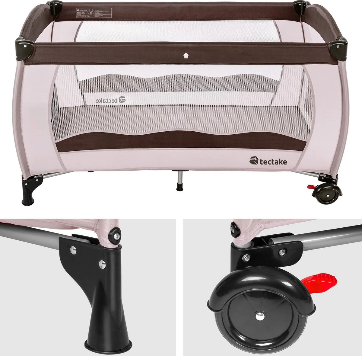 TecTake - Kinder Reisbed Babybed - Beige / Bruin - 402417 - 126x65x80 Cm Met Draagtas - Afbeelding 7