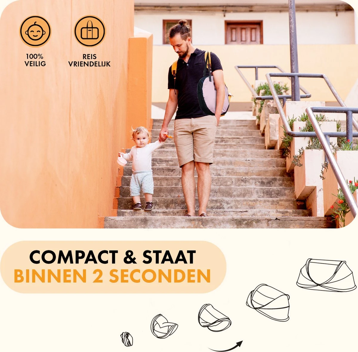 Deryan Baby Luxe Campingbedje – Inclusief Zelfopblaasbare Matras - Rose - Afbeelding 3