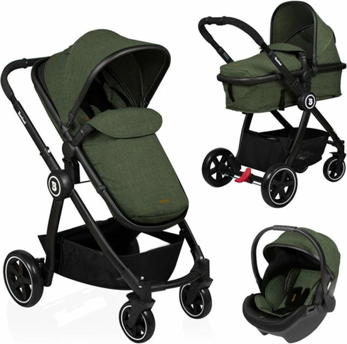 Baninni Kinderwagen Otto 3 In 1 Olive Green - Afbeelding 11