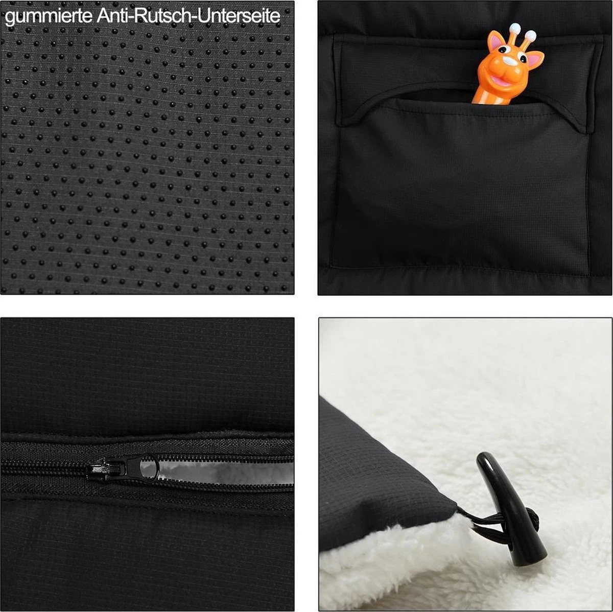 Monzana Voetenzak - Voor Kinderwagen Of Stoeltje - 93x56cm Zwart - Afbeelding 2