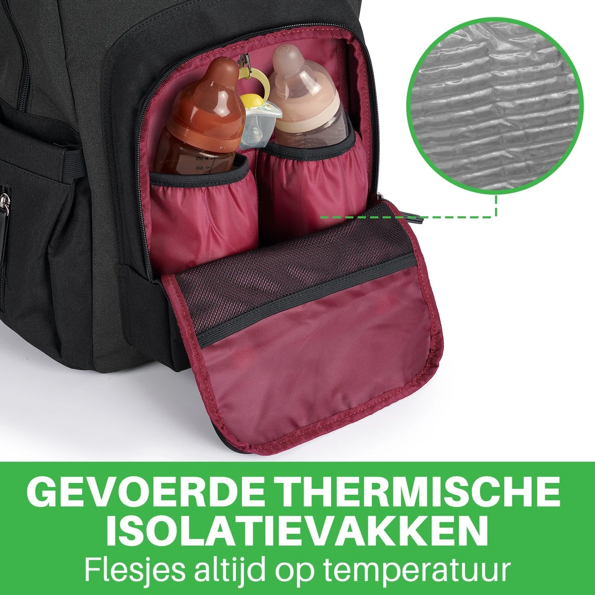 Brisby Slijtvaste Luiertas – Verzorgingstas - Two Tone Zwart En Donkergrijs - Inclusief Verschoonmatje - Isoleervakken - Met Geïntegreerde Kinderwagen Haken - Afbeelding 4