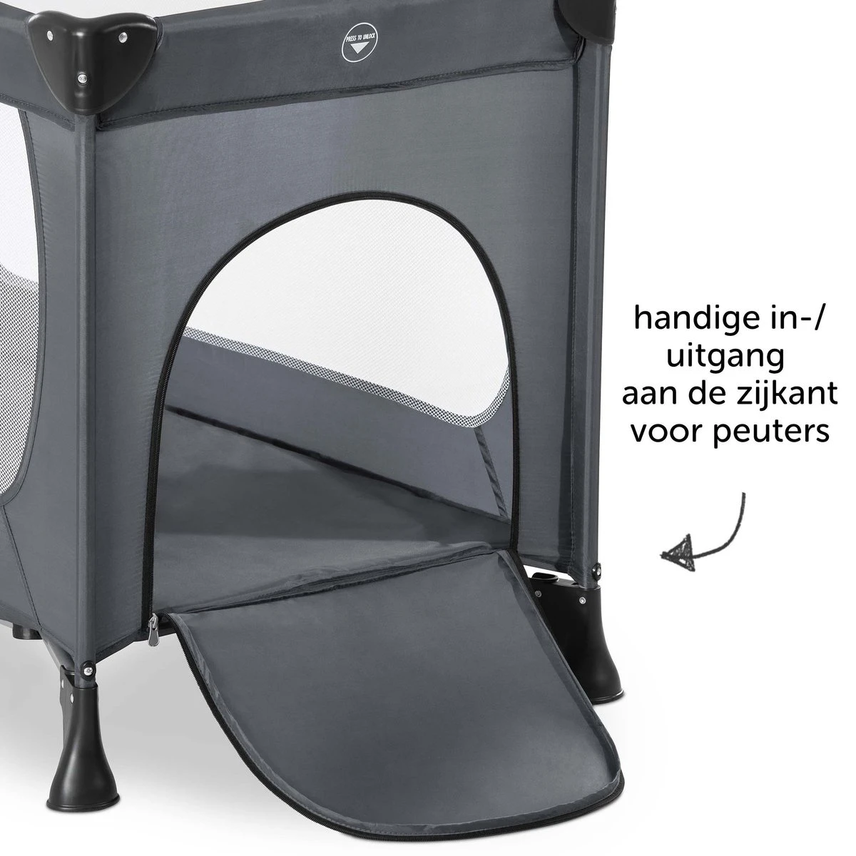 Hauck Dream N Play Plus Campingbedje Set - Met Matras En Muggennet - Grijs - Afbeelding 5