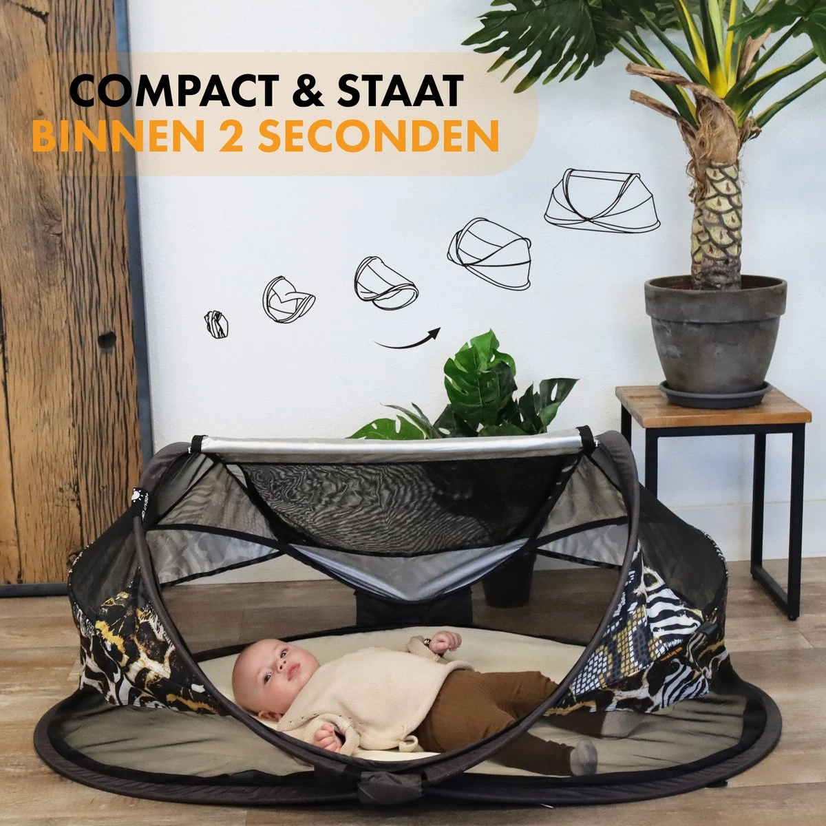 Deryan Baby Luxe Campingbedje – Inclusief Zelfopblaasbare Matras - Zoo - Afbeelding 4