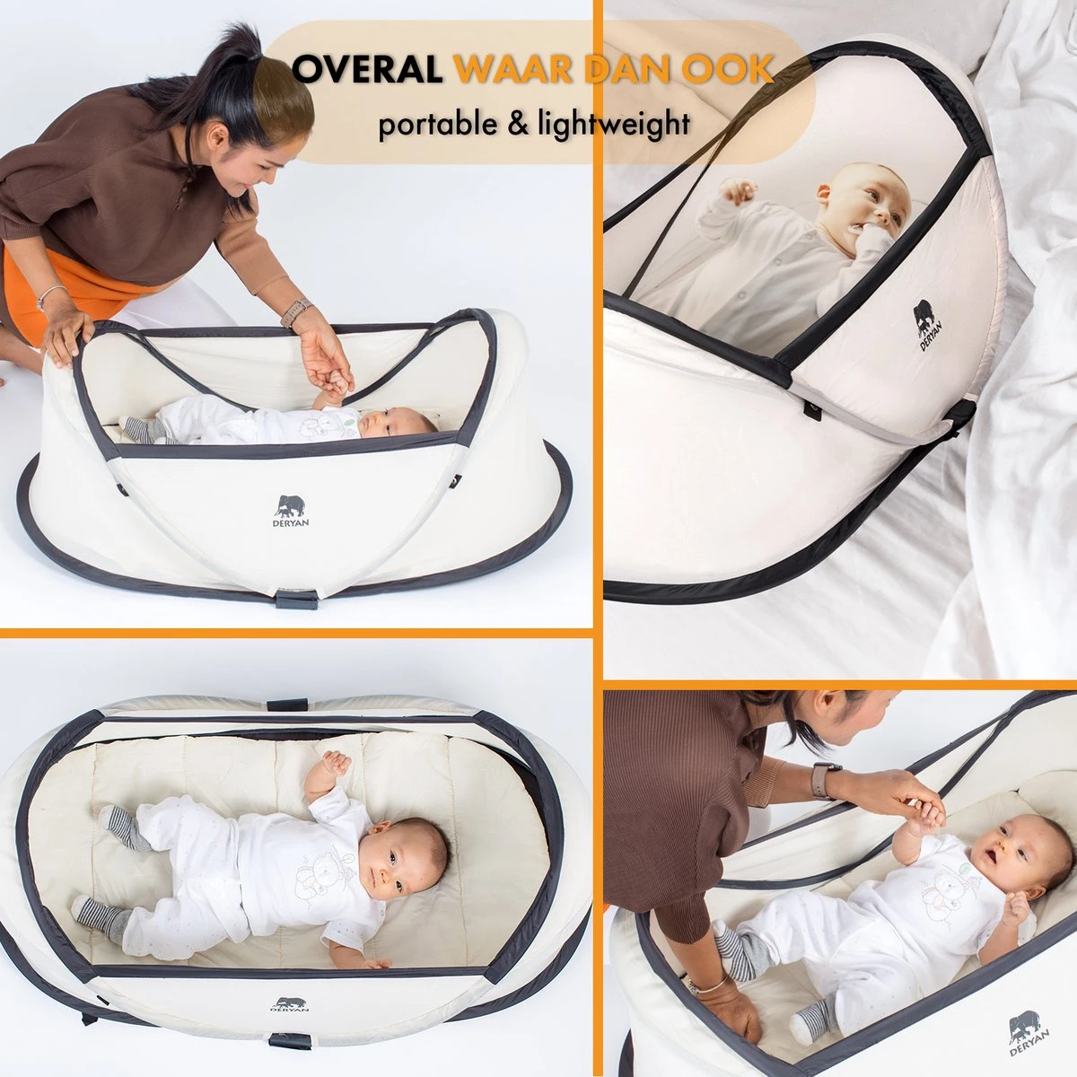 Deryan Infant BabyBox Campingbedje - Baby Klamboe - Cream - Afbeelding 6