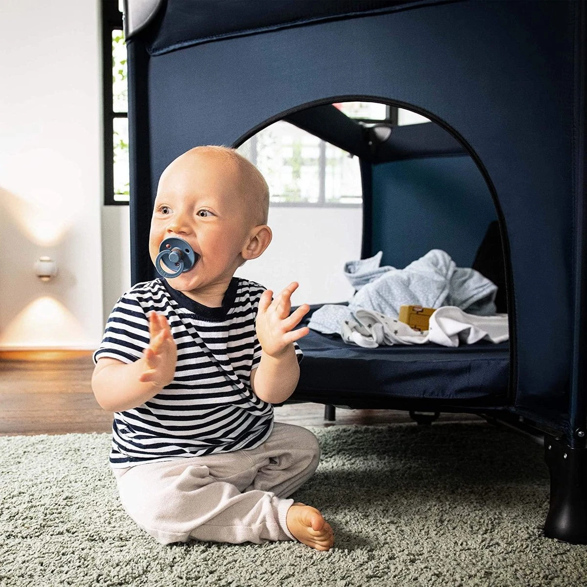 Hauck Dream N Play Plus Campingbedje Set - Met Matras En Muggennet - Navy - Afbeelding 5