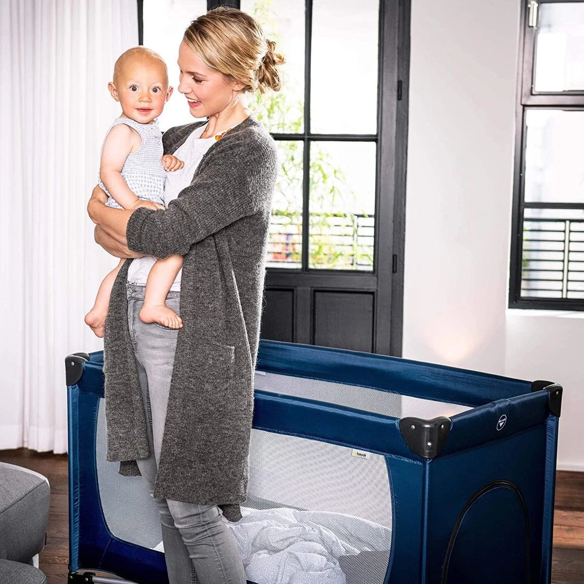 Hauck Dream N Play Plus Campingbedje Set - Met Matras En Muggennet - Navy - Afbeelding 6