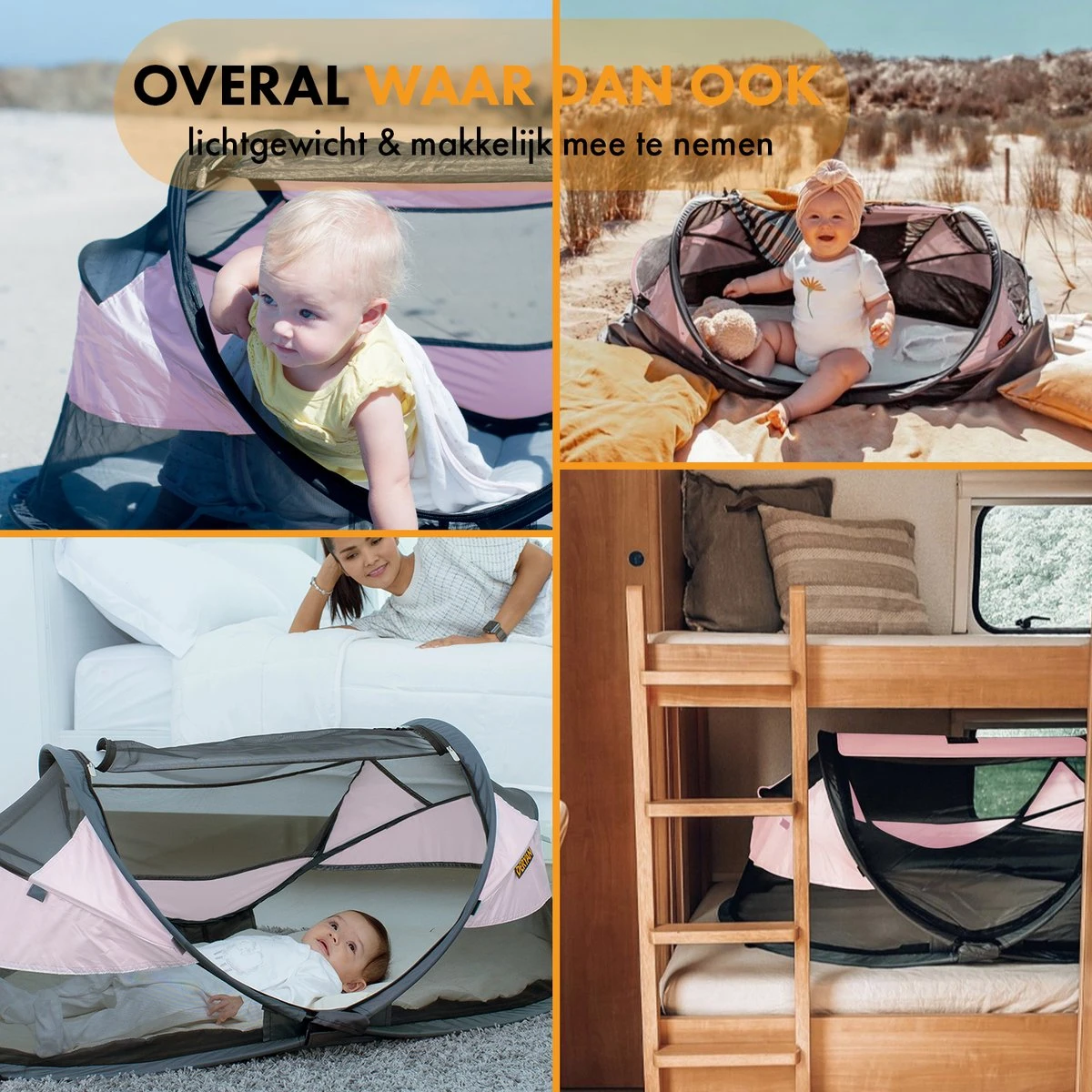 Deryan Baby Luxe Campingbedje – Inclusief Zelfopblaasbare Matras - Rose - Afbeelding 6