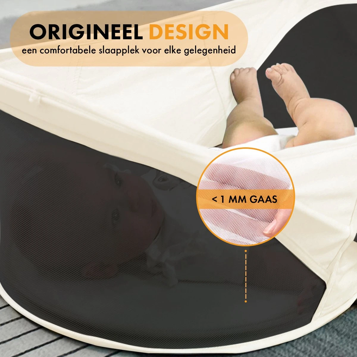Deryan Infant Deluxe BabyBox Campingbedje - Cream + Inclusief Matras En Klamboe - Afbeelding 4