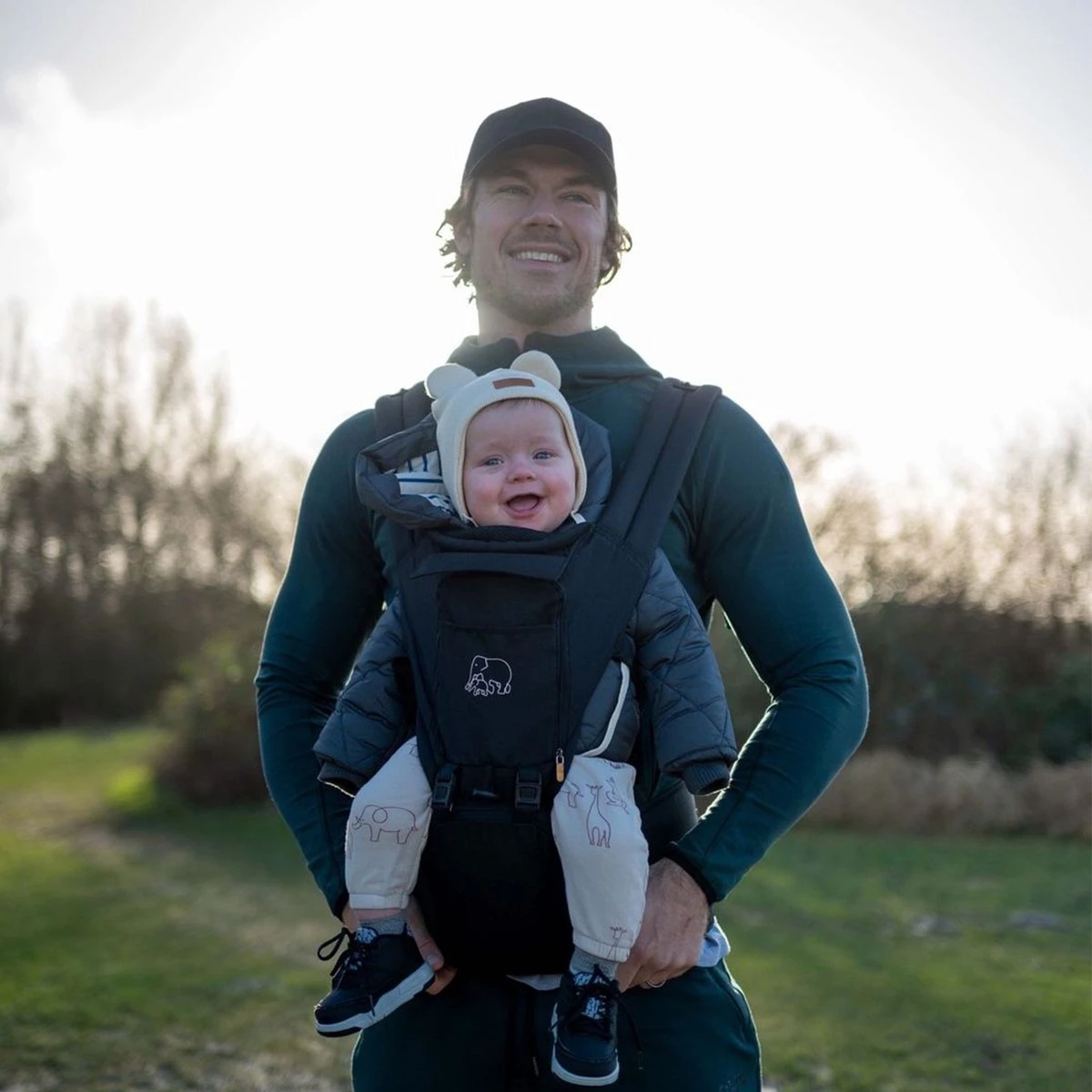 Deryan Pack Luxe Ergonomische Draagzak - Babydrager + Opbergvakjes - Zwart - Afbeelding 7