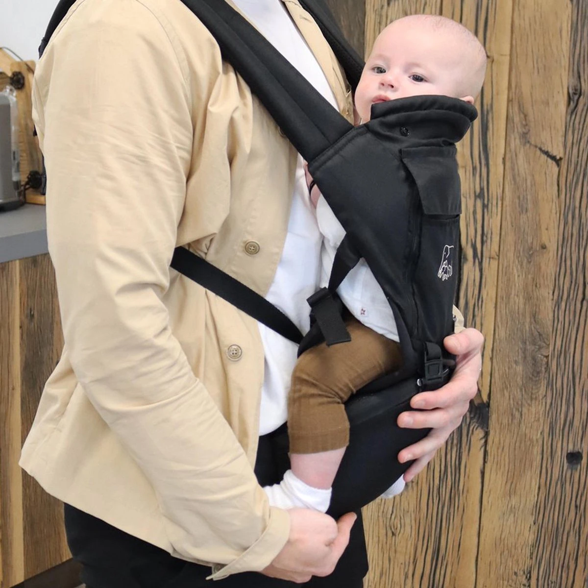 Deryan Pack Luxe Ergonomische Draagzak - Babydrager + Opbergvakjes - Zwart - Afbeelding 11