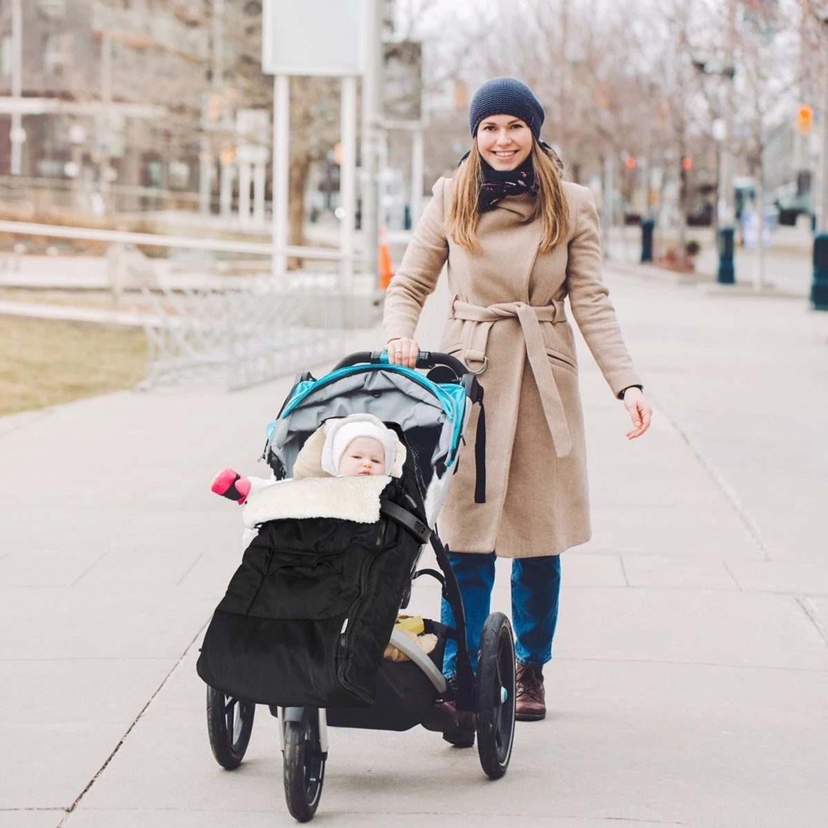 Monzana Kinderwagen Voetenzak Beige | Teddy | Maxi-Cosi | Met Opbergtas - Afbeelding 7