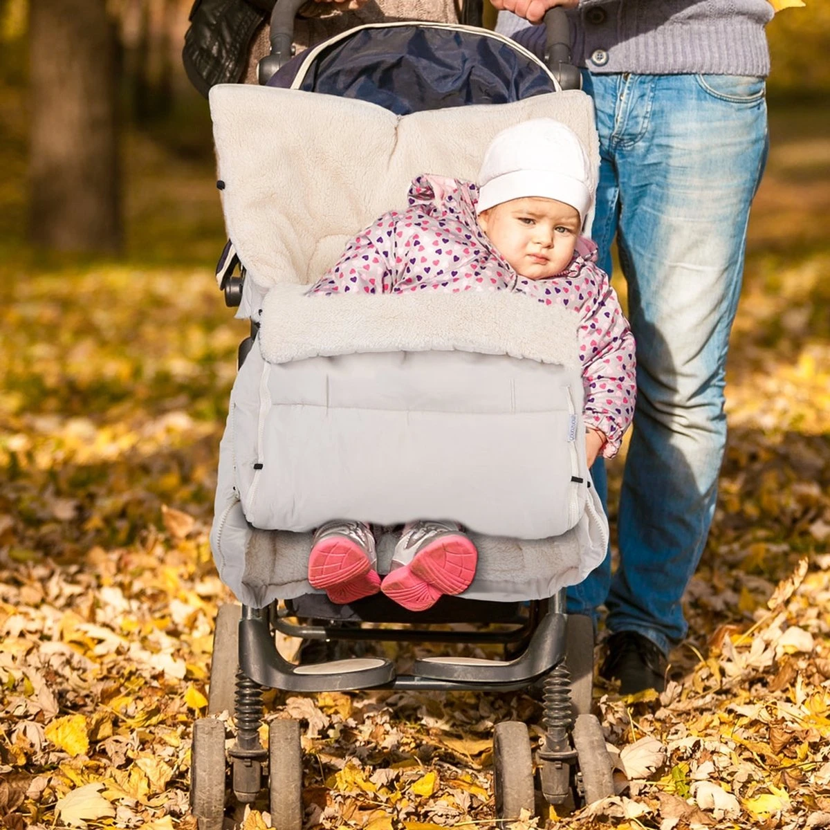 Monzana Kinderwagen Voetenzak Beige | Teddy | Maxi-Cosi | Met Opbergtas - Afbeelding 11