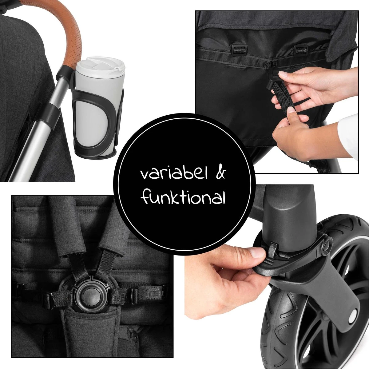 Hauck UpTown Buggy - Met één Hand Opvouwbaar - Zwart - Afbeelding 15